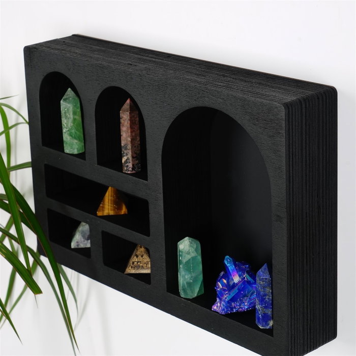 Hanah Home Estantería de Pared de Madera Maciza Negro Cry003-S